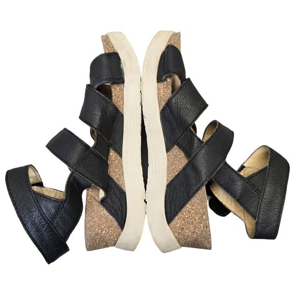 Fly London Women's Wedgefly Black Leather Platform Sandals EU 39 - Picture 5 of 16